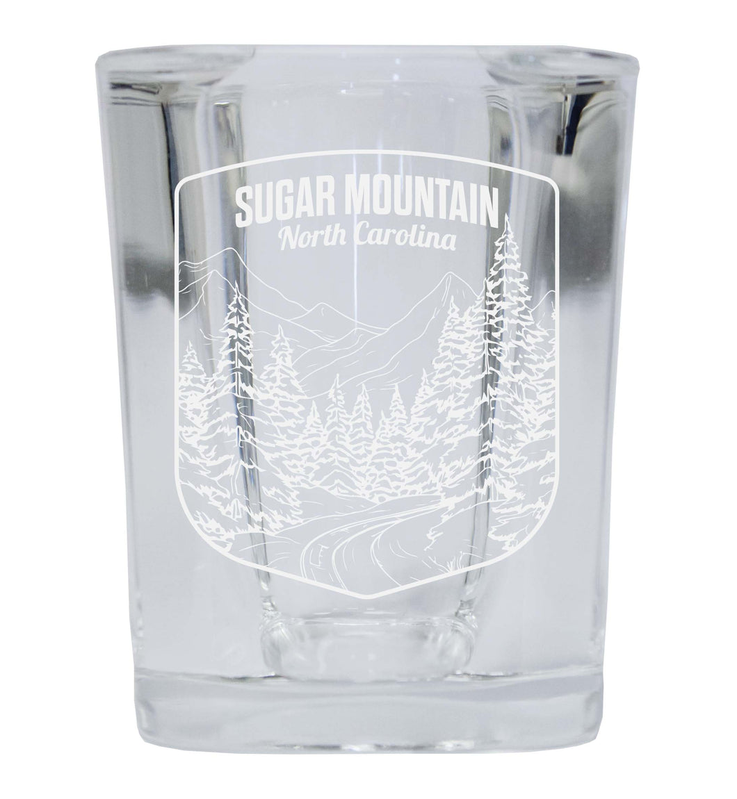 Sugar Mountain North Carolina Souvenir 2 Ounce Engraved Shot Glass Square Single Unit