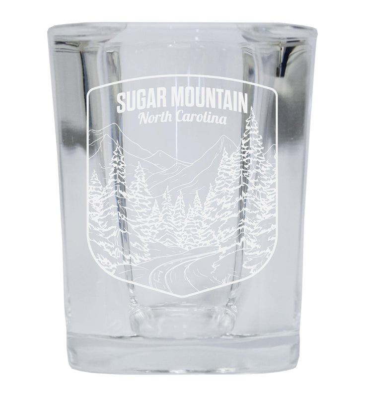 Sugar Mountain North Carolina Souvenir 2 Ounce Engraved Shot Glass Square Single Unit