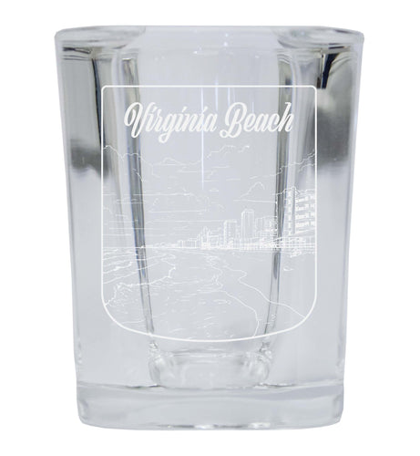 Virginia Beach Virginia Souvenir 2 Ounce Engraved Shot Glass Square 4-Pack