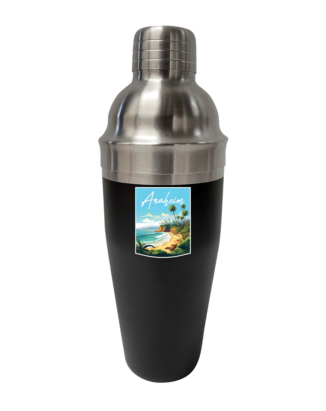 Anaheim California Design B Souvenir 24 oz Stainless Steel Cocktail Shaker Black 4-Pack