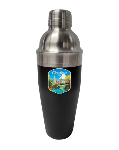 Cleveland Ohio Design B Souvenir 24 oz Stainless Steel Cocktail Shaker Black 2-Pack