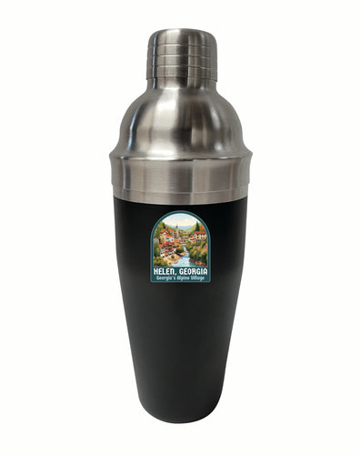 Helen Georgia Alpine Village Design Souvenir 24 oz Stainless Steel Cocktail Shaker Black 4-Pack