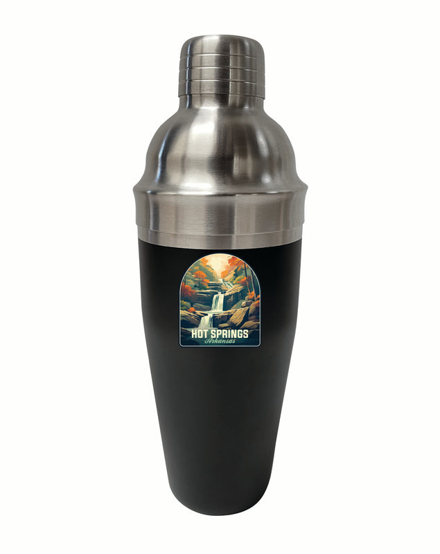 Hot Springs Arkansas Autumn Waterfall Design Souvenir 24 oz Stainless Steel Cocktail Shaker Black Single