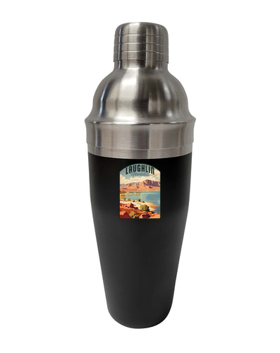 Laughlin Nevada Design B Souvenir 24 oz Stainless Steel Cocktail Shaker Black 4-Pack