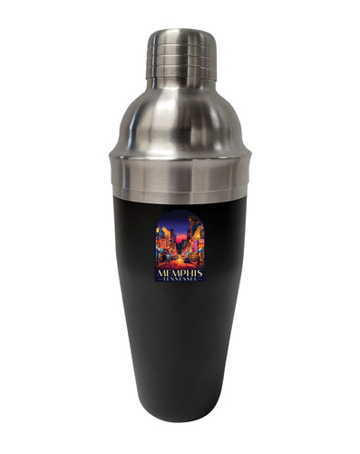 Memphis Tennessee Design C Souvenir 24 oz Stainless Steel Cocktail Shaker Black Single