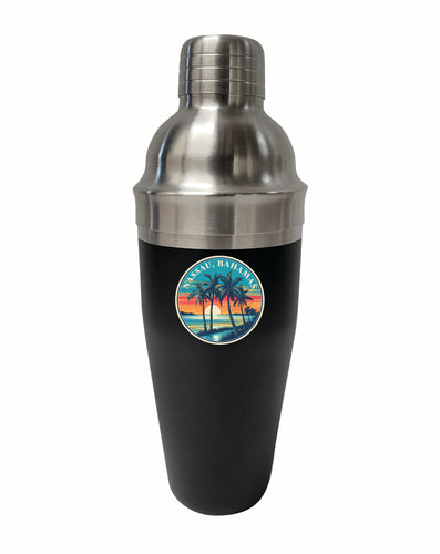 Nassau the Bahamas Design D Souvenir 24 oz Stainless Steel Cocktail Shaker Black Single