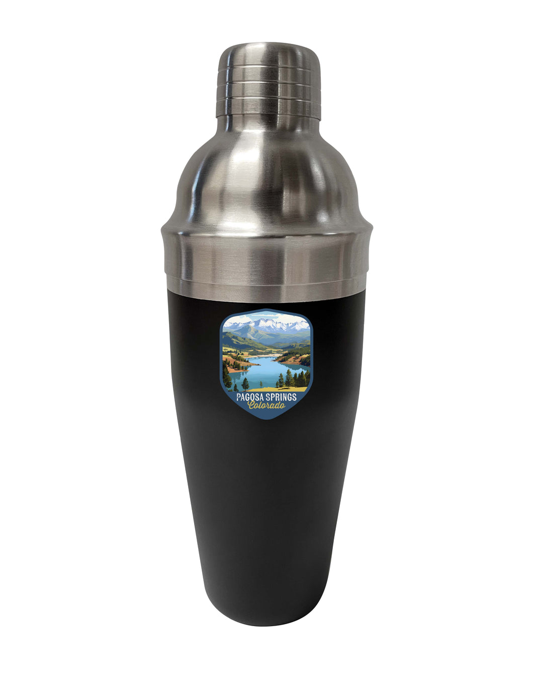 Pagosa Springs Colorado Design B Souvenir 24 oz Stainless Steel Cocktail Shaker Black 4-Pack