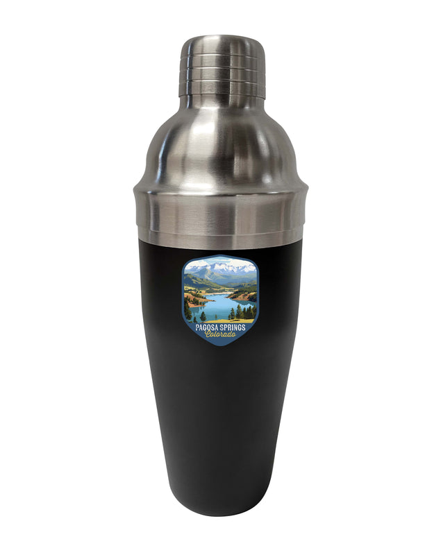 Pagosa Springs Colorado Design B Souvenir 24 oz Stainless Steel Cocktail Shaker Black 4-Pack