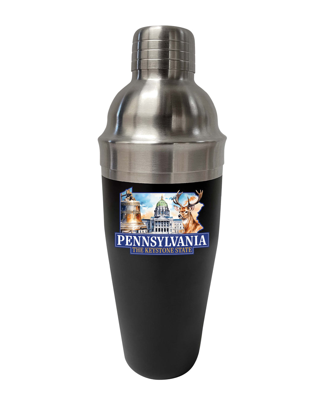 Pennsylvania Design D Souvenir 24 oz Stainless Steel Cocktail Shaker Black Single