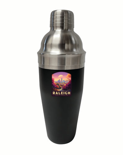 Raleigh North Carolina City of Oaks Design Souvenir 24 oz Stainless Steel Cocktail Shaker Black 2-Pack