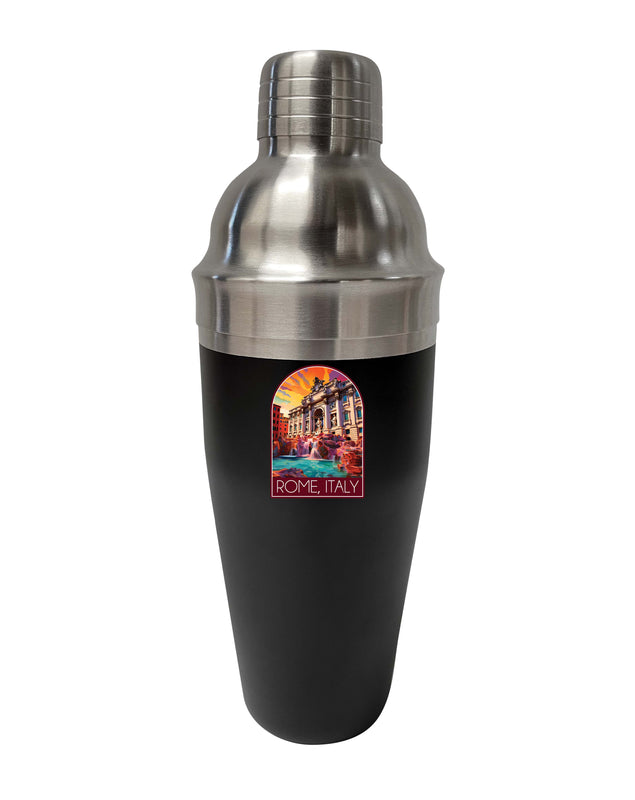 Rome Italy Design B Souvenir 24 oz Stainless Steel Cocktail Shaker Black 2-Pack