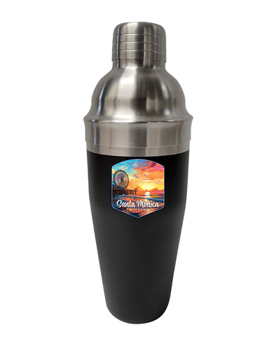 Santa Monica California Design A Souvenir 24 oz Stainless Steel Cocktail Shaker Black Single