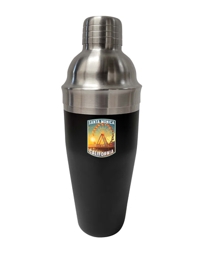 Santa Monica California Design C Souvenir 24 oz Stainless Steel Cocktail Shaker Black 4-Pack