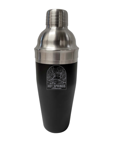 Hot Springs Arkansas Souvenir 24 oz Engraved Stainless Steel Cocktail Shaker Black 4-Pack