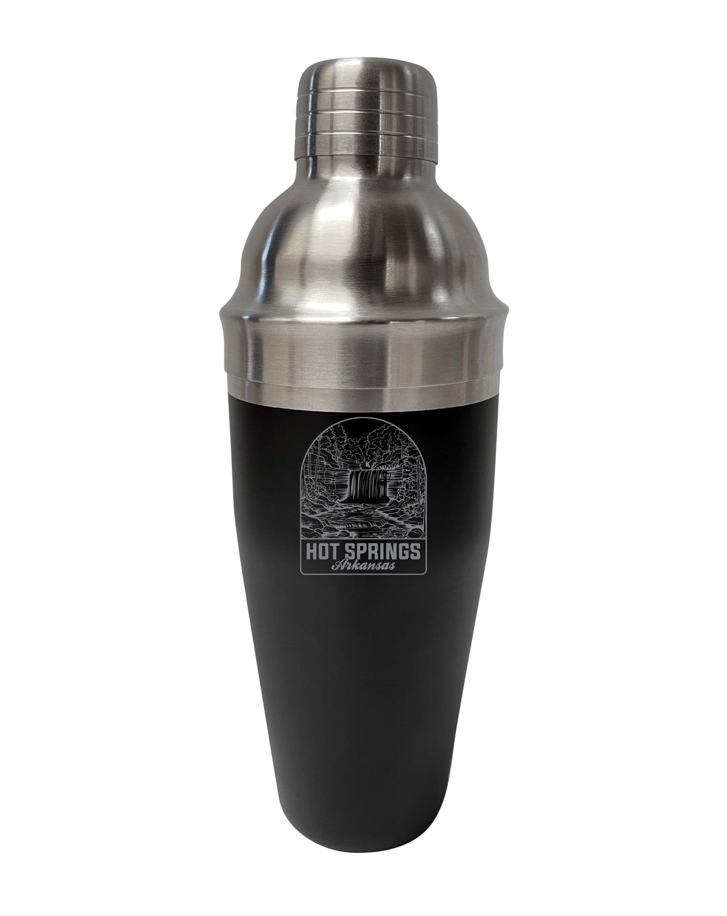 Hot Springs Arkansas Souvenir 24 oz Engraved Stainless Steel Cocktail Shaker Black 4-Pack