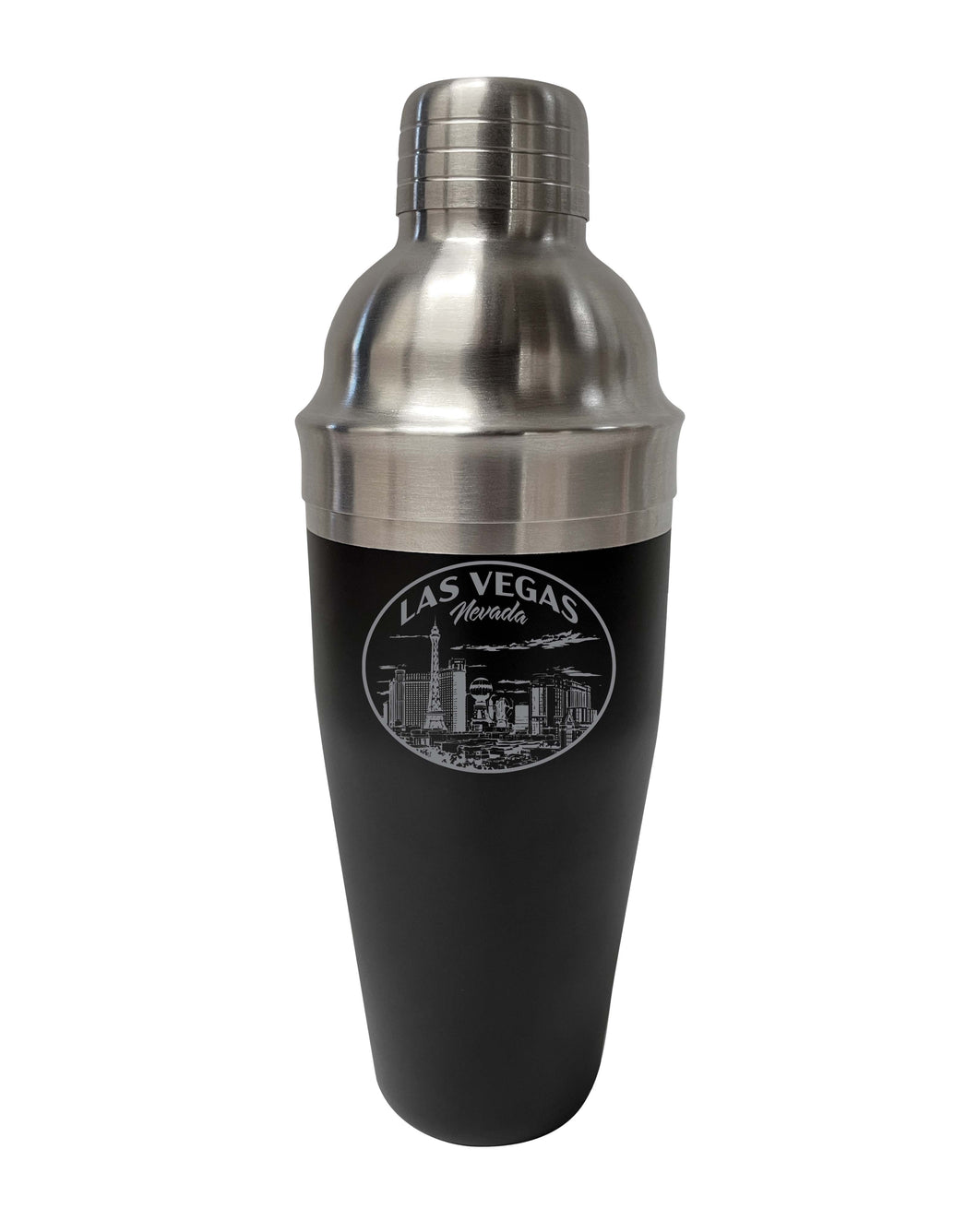 Las Vegas Nevada Souvenir 24 oz Engraved Stainless Steel Cocktail Shaker Black Single Unit