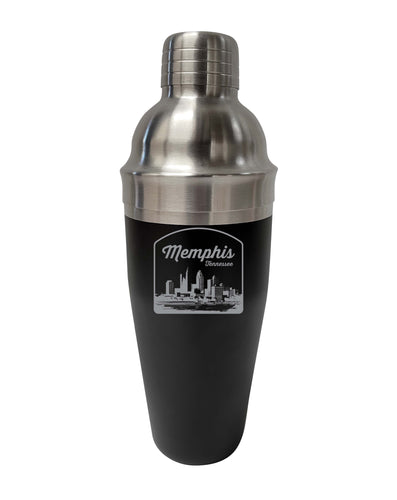 Memphis Tennessee Souvenir 24 oz Engraved Stainless Steel Cocktail Shaker Black 4-Pack