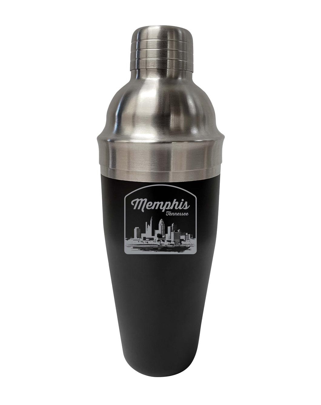Memphis Tennessee Souvenir 24 oz Engraved Stainless Steel Cocktail Shaker Black 4-Pack