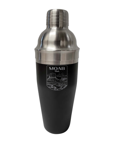 Moab Utah Souvenir 24 oz Engraved Stainless Steel Cocktail Shaker Black 2-Pack