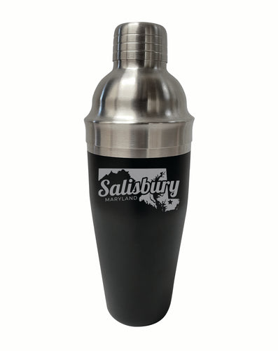 Salisbury Maryland Souvenir 24 oz Engraved Stainless Steel Cocktail Shaker Black 2-Pack