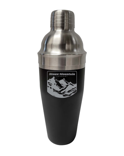Stowe Mountain Vermont Souvenir 24 oz Engraved Stainless Steel Cocktail Shaker Black 4-Pack