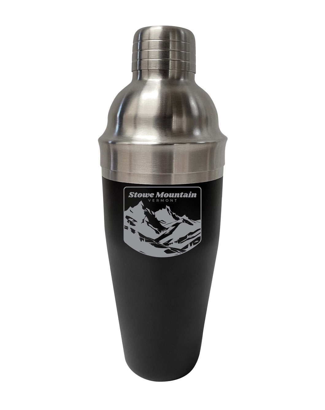 Stowe Mountain Vermont Souvenir 24 oz Engraved Stainless Steel Cocktail Shaker Black 4-Pack