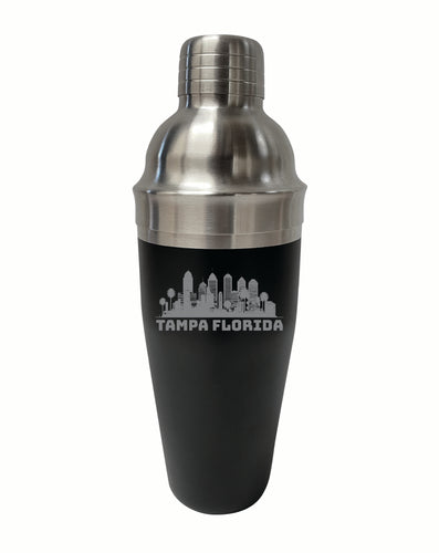 Tampa Florida Souvenir 24 oz Engraved Stainless Steel Cocktail Shaker Black Single Unit