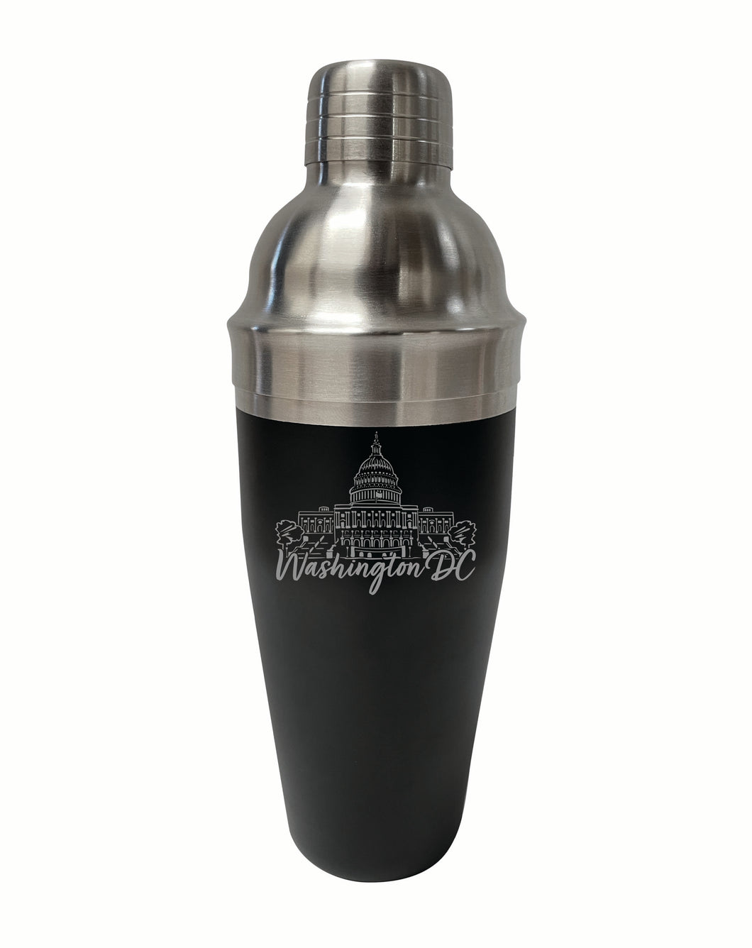 Washington DC Engraving2 Souvenir 24 oz Engraved Stainless Steel Cocktail Shaker Black 4-Pack