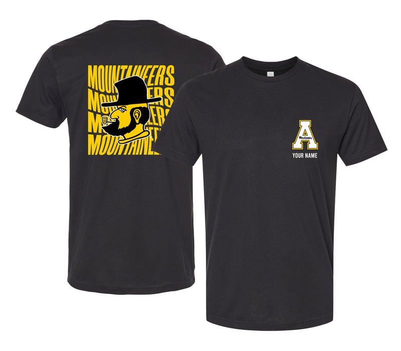 Appalachian State Offic. Licensed Custom Unisex T-Shirt – Left Chest and Large Back Ripple Design XS