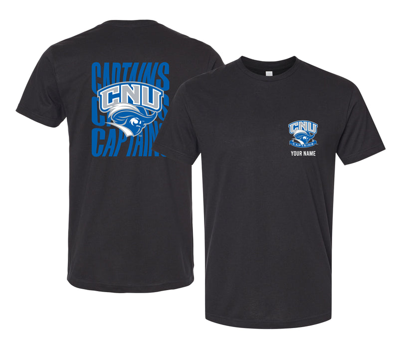 Christopher Newport Captains Offic. Licensed Custom Unisex T-Shirt – Left Chest and Large Back Ripple Design XS