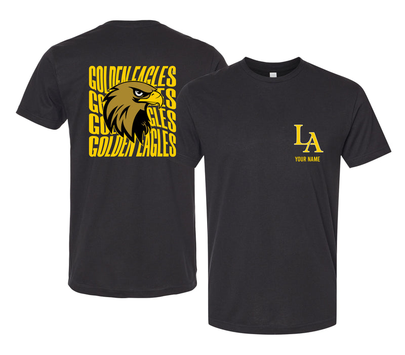 California State University Los Angeles Offic. Licensed Custom Unisex T-Shirt – Left Chest and Large Back Ripple Design XS