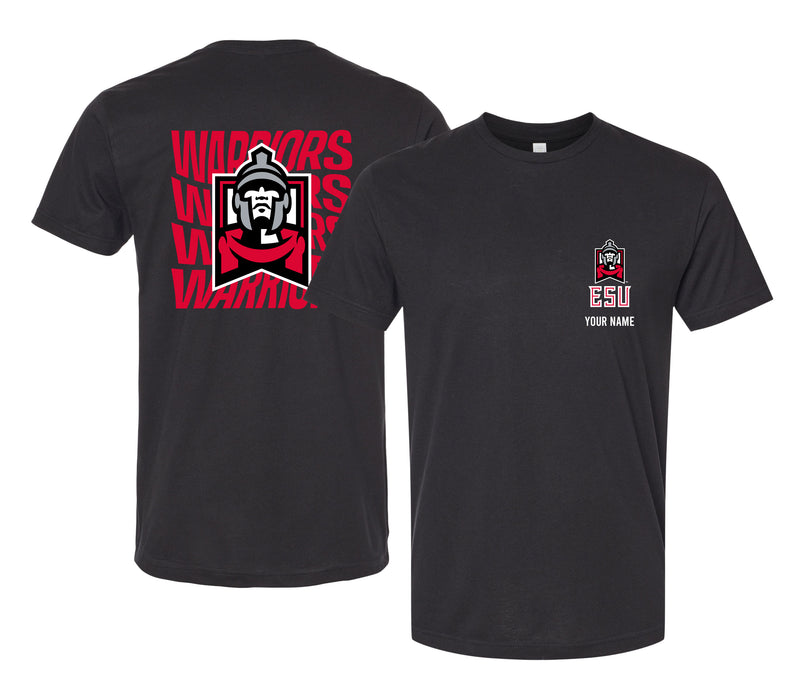 East Stroudsburg University Offic. Licensed Custom Unisex T-Shirt – Left Chest and Large Back Ripple Design XS