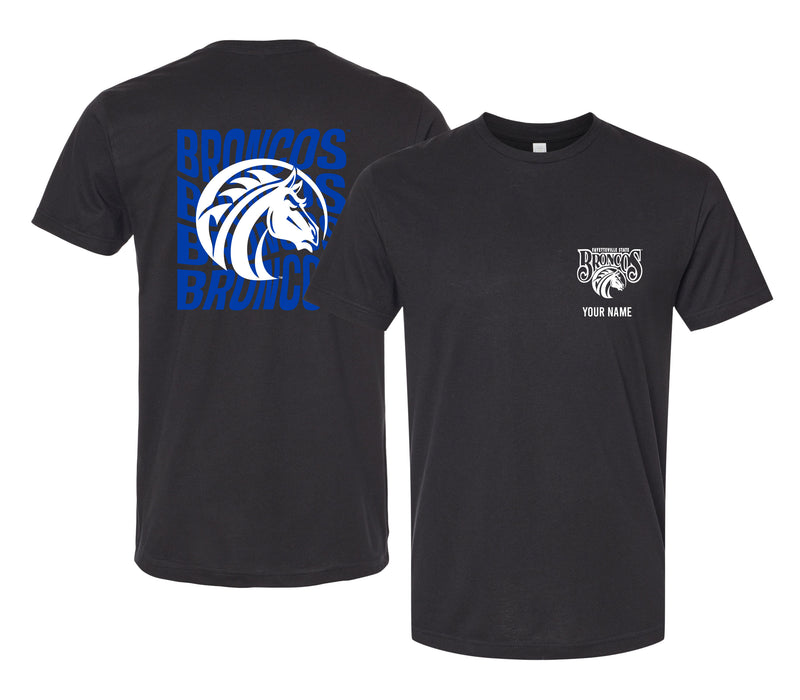 Fayetteville State University Offic. Licensed Custom Unisex T-Shirt – Left Chest and Large Back Ripple Design XS