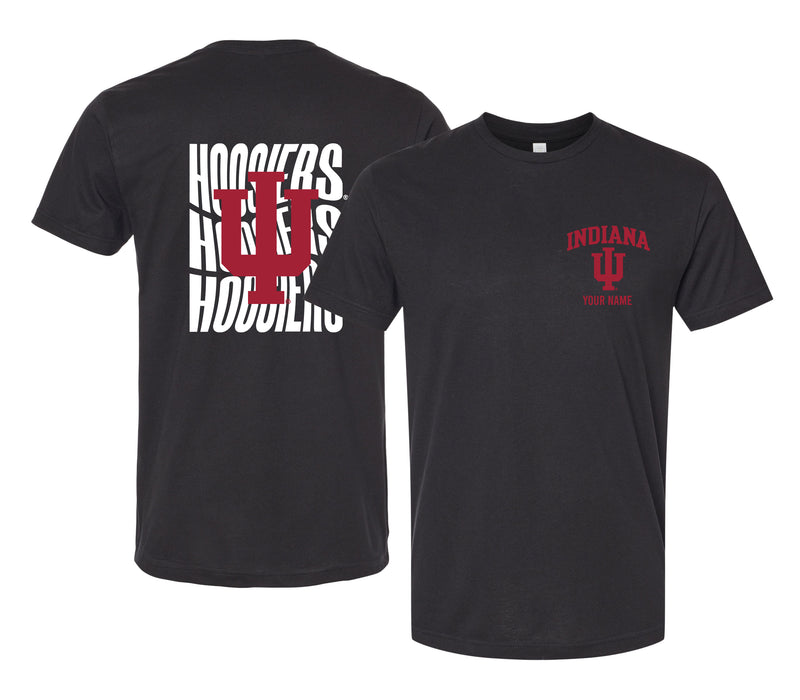 Indiana Hoosiers Offic. Licensed Custom Unisex T-Shirt – Left Chest and Large Back Ripple Design XS