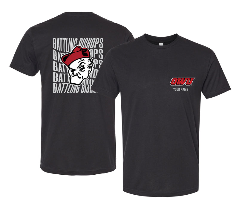 Ohio Wesleyan University Offic. Licensed Custom Unisex T-Shirt – Left Chest and Large Back Ripple Design XS