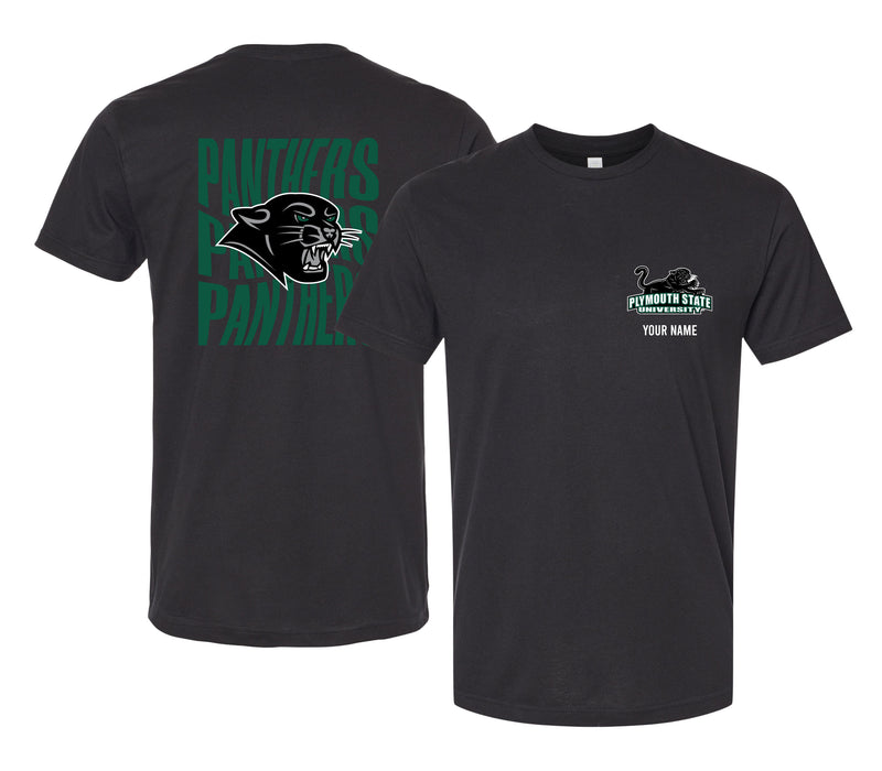 Plymouth State University Offic. Licensed Custom Unisex T-Shirt – Left Chest and Large Back Ripple Design XS