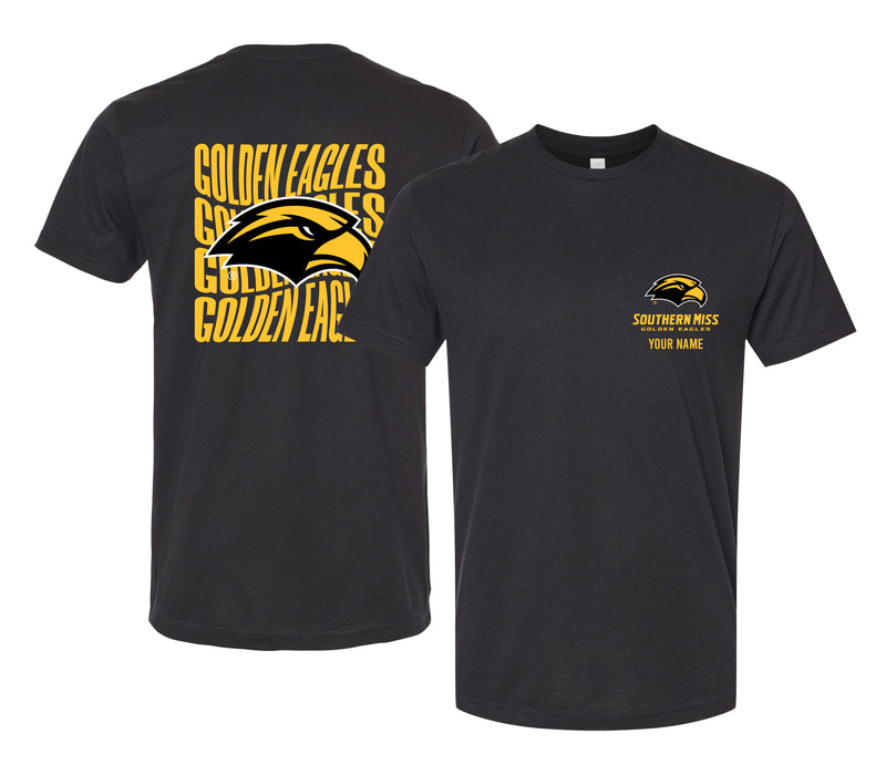 Southern Mississippi Golden Eagles Offic. Licensed Custom Unisex T-Shirt – Left Chest and Large Back Ripple Design XS