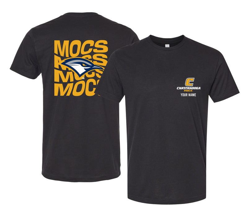 University of Tennessee at Chattanooga Offic. Licensed Custom Unisex T-Shirt – Left Chest and Large Back Ripple Design XS