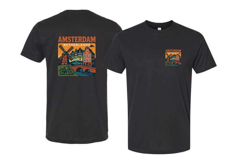 Amsterdam Netherlands Vintage Design Souvenir Unisex Cotton Crew Neck T-Shirt