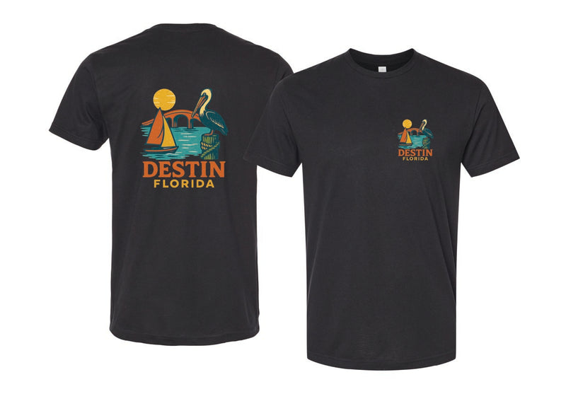 Destin Florida Vintage Design Souvenir Unisex Cotton Crew Neck T-Shirt
