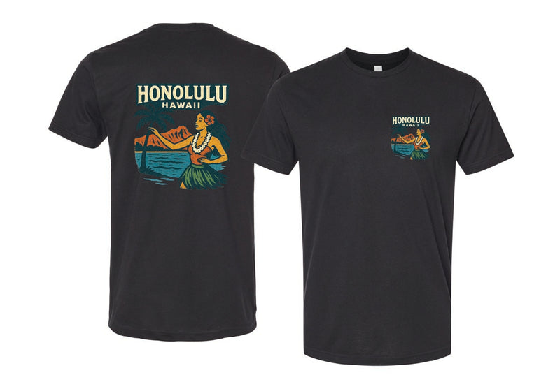 Honolulu Hawaii Vintage Design Souvenir Unisex Cotton Crew Neck T-Shirt