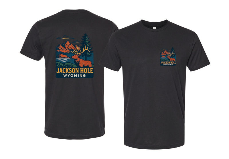 Jackson Hole Wyoming Vintage Design Souvenir Unisex Cotton Crew Neck T-Shirt