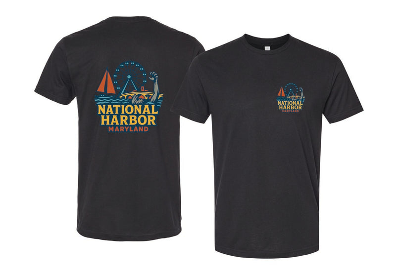National Harbor Maryland Vintage Design Souvenir Unisex Cotton Crew Neck T-Shirt