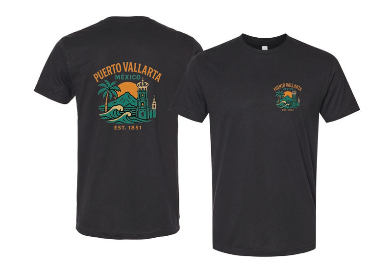Puerto Vallarta Mexico Vintage Design Souvenir Unisex Cotton Crew Neck T-Shirt