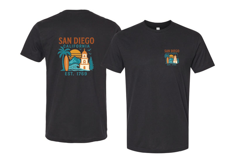 San Diego California Vintage Design Souvenir Unisex Cotton Crew Neck T-Shirt