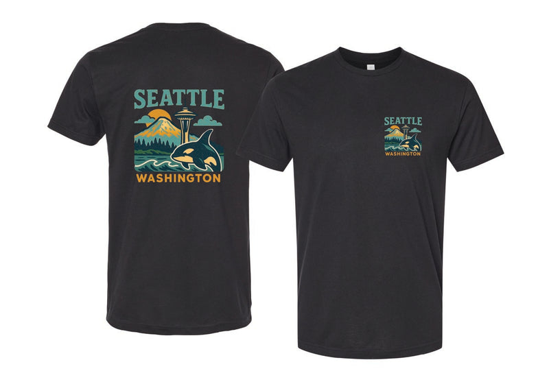 Seattle Washington Vintage Design Souvenir Unisex Cotton Crew Neck T-Shirt
