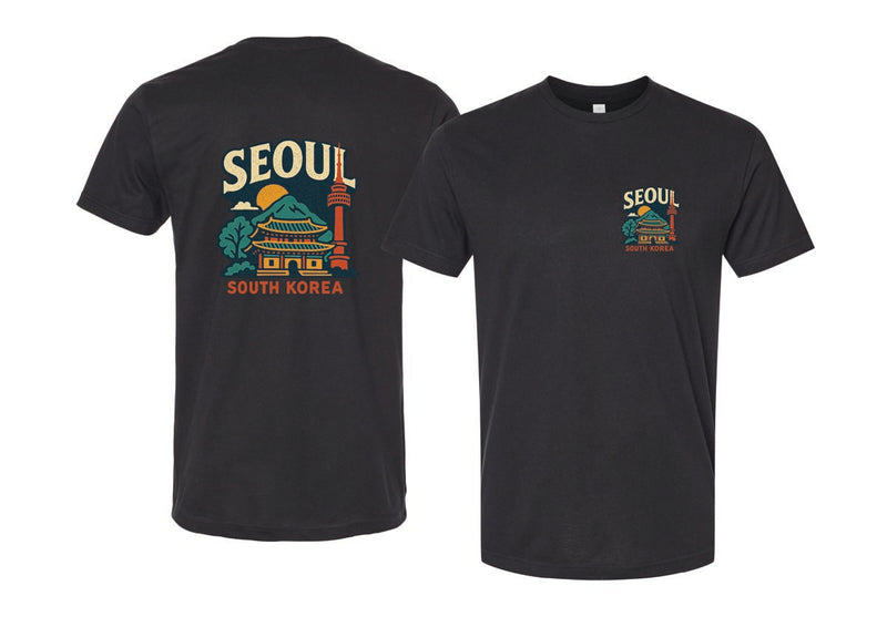 Seoul South Korea Vintage Design Souvenir Unisex Cotton Crew Neck T-Shirt