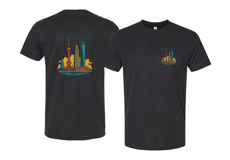 Shanghai China Vintage Design Souvenir Unisex Cotton Crew Neck T-Shirt