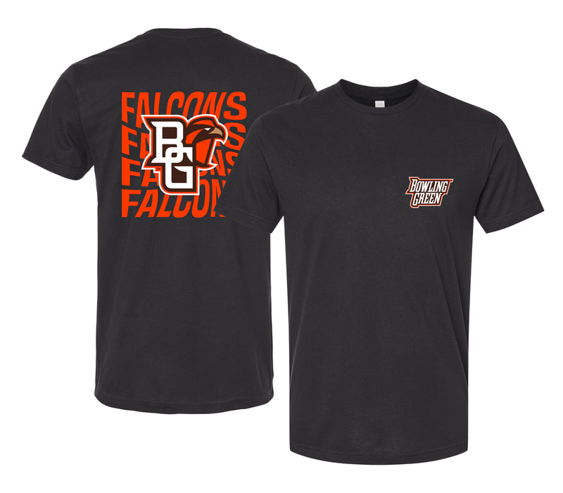 Bowling Green Falcons Officially Licensed Unisex T-Shirt – Left Chest and Large Back Ripple Design