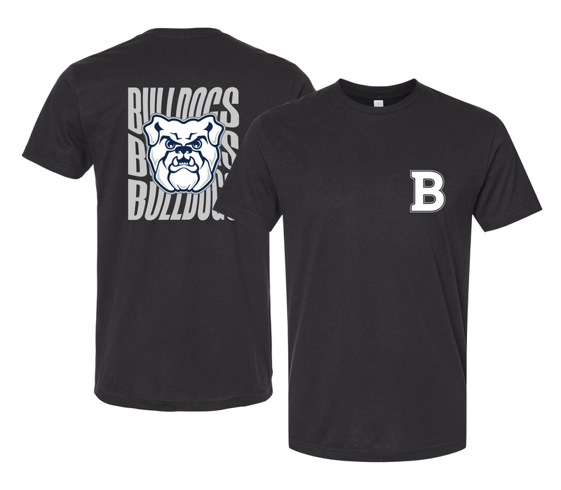 Butler Bulldogs Officially Licensed Unisex Cotton T-Shirt – Left Chest and Large Back RippleDesign